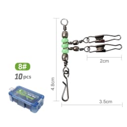 New 10pcs 1-2-3-Way Fishing Snap Connector 6#/8#/10# Stainless Steel Luminous Fishing Pin Connector Barrel Swivels Tackle