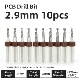 TOOLEYE 10pcs PCB Drill Bit Set Micro Drills Printed Circuit Board 1/8" Shank Mini CNC Drill Bits 0.1-3.175mm Drilling Tools