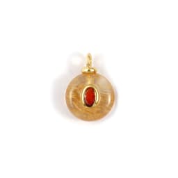 1 Piece Brass & Cubic Zirconia Natural Stone Geometric Charms 18K Gold Plated Olivary Round Pendant For DIY Necklace Making