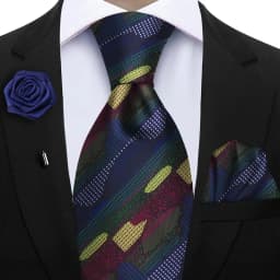 Peacock Blue Floral Print 2-Piece Tie & Pocket Square Set for Men Wedding Business Casual Stylish Accessories