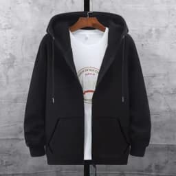 Sweatshirt for Men Coat Jacket Plush Lined Cardigan Hoodie Front Pockets Warm Zipper Lamb Wool Printed Feather Autumn Winter Red