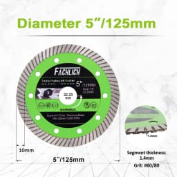FACHLICH 1/2/5pcs 4/4.5/5inch Super-Thin Turbo Cutting Saw Blades Ceramic Tile Granite Marble Cutting Disc 105/115/125mm