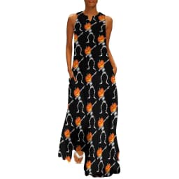 Skeleton Print Dress Spring Horror Monsters Street Style Bohemia Long Dresses Womens Night Club Maxi Dress Birthday Gift