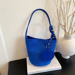 Fashion Solid Color Suede Bucket Bags Large Capacity Buckle Underarm Bag Shoulder Bag Women