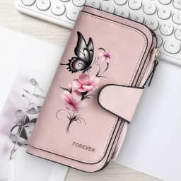 Butterfly Flower Women's Long Wallet Features Multiple Card Slots A Coin Pocket and Cell Phone Pouch Perfect Gift for Women