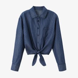 AS SS26 Lyocell light Denim pinstripe wrap shirt + dress matching set fashionable vitality women's outfit