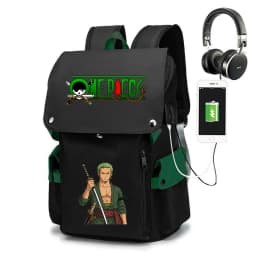 One Piece Zoro Print School Backpack Large Capacity Casual Daypack Travel Bag for Kids Teens