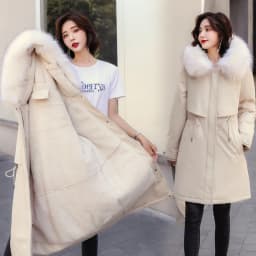 plus Size Loose Parka Thiened down Cotton Jaet Women's Mid-Length Korean Sle New Waist-Cinching 200 Pou Fat MM Cotto...