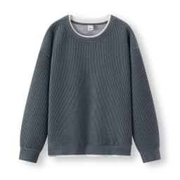 Semir Men Sweatshirt Fleece Lined Waffle Texture Layered Look Long Sleeve Everyday Style 2026 Winter Warm Layer Soft Comfort
