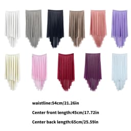Women Pull on Elastic Waist Ballet Wrap Skirt Swing Asymmetrical Sheer Dance Skirts High Low Tulle Irregular Dancewear Women