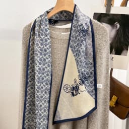 Silk Velvet Printed Scarf Women's Versatile Long Stripe Elegance Carriage Neck Protection Thin Style Spring Autumn Scarf Shawl