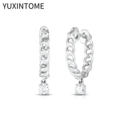 Pave Micro Crystal North Star Hoop Earrings Punk 925 Sterling Silver Ear Needle Twist Gold Earrings For Women Minimalist Jewelry