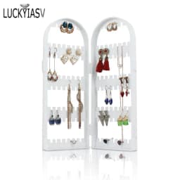 60 to 360 holes Plastic Earrings Studs Display Rack Folding Screen Earring Jewelry Display Stand Holder Storage For Stud