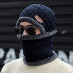 3Pcs Winter Beanie Hat Scarf Gloves Set Fleece Lined Knit Thermal Warm Touch Screen Unisex Windproof Cold Weather Outdoor Set