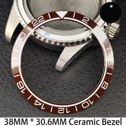 Sloping 38mm * 30.6mm Ceramic/Aluminum Bezel GMT and Diving Watch Insert Fits for 40mm Men's Watch Case Bezel Replacement Insert