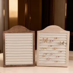 Beige Walnut-Style Vertical Jewelry Display Stand Earrings riing Display Tray Stud Earrings Holder Jewelry showcase Rack