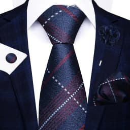 New Style 8 CM Red Paisley Tie Handkerchief Cufflink Pin Set For Men Necktie Clothing Accessories Wedding Gravatas Fit Party