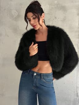 Short Coat Women Faux Fur Fox Coats Jackets Casual Coat Thick Warm Y2k Streetwear Jacket Elegant Work Outerwear Autumn Winter