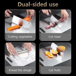 Cutting Boards for Kitchen Stainless Board 304 Steel Thickened Double Sided Food Grade Portable Fruit Meat Chopping