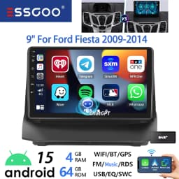ESSGOO 9" Android 15 Car Stereo Radio For Ford Fiesta MK6 2008-13 Carplay Android Auto GPS Navi AI Voice ChatGPT BT FM RDS WIFI