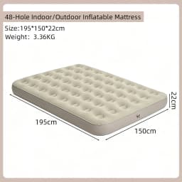 Beige Flocked Inflatable Mattress Portable Air Bed for Home Camping Travel Guest Room
