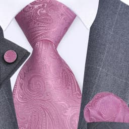 GUSLESON 8cm Blue Black Pink Men Ties Pocket Square Cufflinks Set Paisley Silk Necktie Wedding Business Gift Tie Accessories
