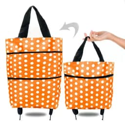 1pc Foldable Handbag, Small Trolley Large Supermarket Shopping Bag, Hand-drawn Grocery Cart Portable Bag