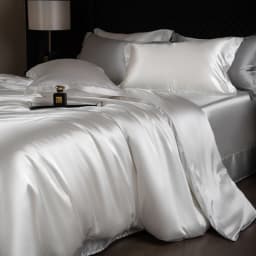Silk Bed Sheets Set Luxury Bedding Set with Duvet Cover Fitted/Flat Bedheet Pillowcases Mixed with Rayon King Queen Full Twin