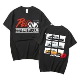 Anime Drift AE86 Initial D Double Sided T Shirt O-Neck Short Sleeves Summer Casual Unisex R34 Skyline GTR JDM Manga T-Shirts