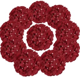 5PCS 54 Heads Silk Hydrangea Heads Artificial Flowers Heads with Stems Fake Hydrangea Flowers for Home Wedding Party Decoration