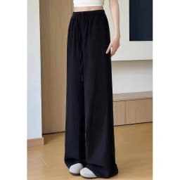 Spring Summer Cotton Linen Wide Leg Pants Women Solid Color High Waist Straight Trousers Woman 2026 Lace Up Casual Pants Female