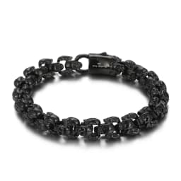 Punk Skull Bracelets Men Stainless Steel Shiny Matte Skull Charm Link Chain Brecelets Male Gothic Jewelry 2021
