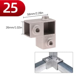 1Pcs Square Tube Connection Piece Aluminum Alloy Elbow Three-way Square Pipe Fixed Joint Storage Rack Rack
