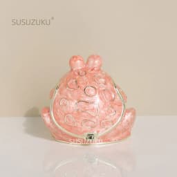 1pc Hand Painted Hinged Frog Trinket Jewelry Box Crystal Jeweled Small Cute Frog Animal Figurines Collectible