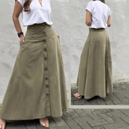 Falda Disfraz Ropa Mujer Button Up High Waisted Button Up Skirt Versatile For Autumn Winter, Loose Slit A-line Mid Length Skirt