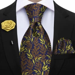 Peacock Blue Floral Print 2-Piece Tie & Pocket Square Set for Men Wedding Business Casual Stylish Accessories