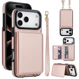 Crossbody Card Holder Wallet Leather Case For iPhone 17 Pro Max 16 Plus 15 Plus 14 13 12 11 Strap Pocket kickstand RFID Cover