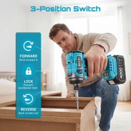 SEESII 3/8'' Drill & 1/4'' Impact Driver 21V Cordless Electric Brushless Drill Impact Wrench Variable Speed Screwdriver Battery Powered Tool Kit with 2x4.0Ah Batteries LED Light