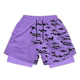 3D Print Anime Shorts Men Bilayer 2-In-1 Sports Shorts Fitness Basketball Shorts,Double-Layer Design Quick-Drying and Breathable