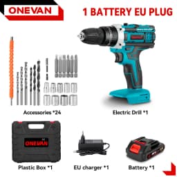ONEVAN 500W Cordless Electric Drill 38N.M Torque Power Drill Tool Set for Construction&Carpentry&Home Diy For Makita Battery Pin