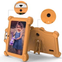 PRITOM Kids Learning Tablet PC 7 inch Android 2GB RAM 32GB ROM WiFi Bluetooth with Bear-shaped protective case
