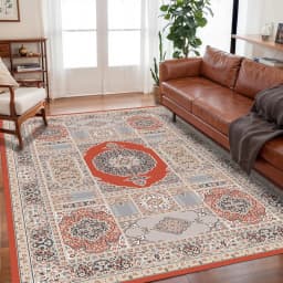 VIKAMA Bohemian Vintage Rug - Stain-Resistant and Easy-Care Floor Mat for Living Rooms and Bedrooms Persian Rug Home Decor