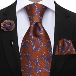 Peacock Blue Floral Print 2-Piece Tie & Pocket Square Set for Men Wedding Business Casual Stylish Accessories