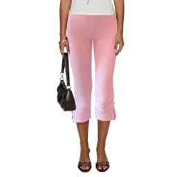 Combhasaki Women's Y2K Cute Capri Pants Solid Color Satin Bow Decor Side Split Summer Slim CroppedTrousers Stretch Crop Leggings