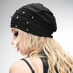 1pc Punk Style Rivet Decorated Knitted Hat,Personalized Punk Rivet Y2K Vintage Solid Black Warm Beanie for Daily All-Winter Wear