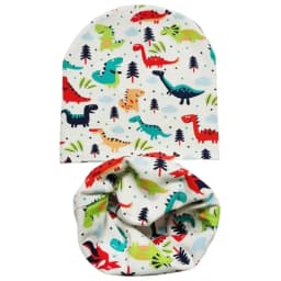 New Winter Children Scarf Hat Sets Cartoon Dinosaur Baby Head Cover Spring Warm Neck Collar Kids Beanies Set Cotton Children Hat