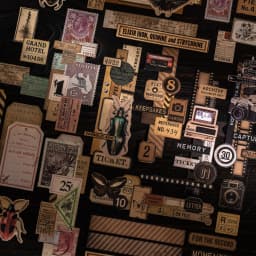30 Sheets Vintage Memory Series Border Insect Collage Stickers for Scrapbooking DIY Frame Decals Computer Laptop Phone Luggage