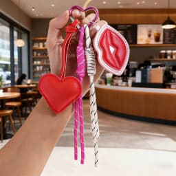 Handmade Camellia Flowers Personalized Heart Keychain Creative Simple Diy Rope Pendant Tassels Trendy Accessory Gifts
