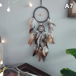 1 Pc Indian Dream Catcher with Brown Feathers - Wall Hanging Dream Catcher Bedroom Accessories - Wind Chime Dream Catcher