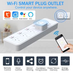 AU Tuya Smart WiFi Plug and Socket, With Energy Monitor, Voice Control Alexa/Google, Remote Control and Timer 2.4G WiFi 16A